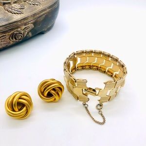 Vintage Bracelet & Modernist Knot Earrings